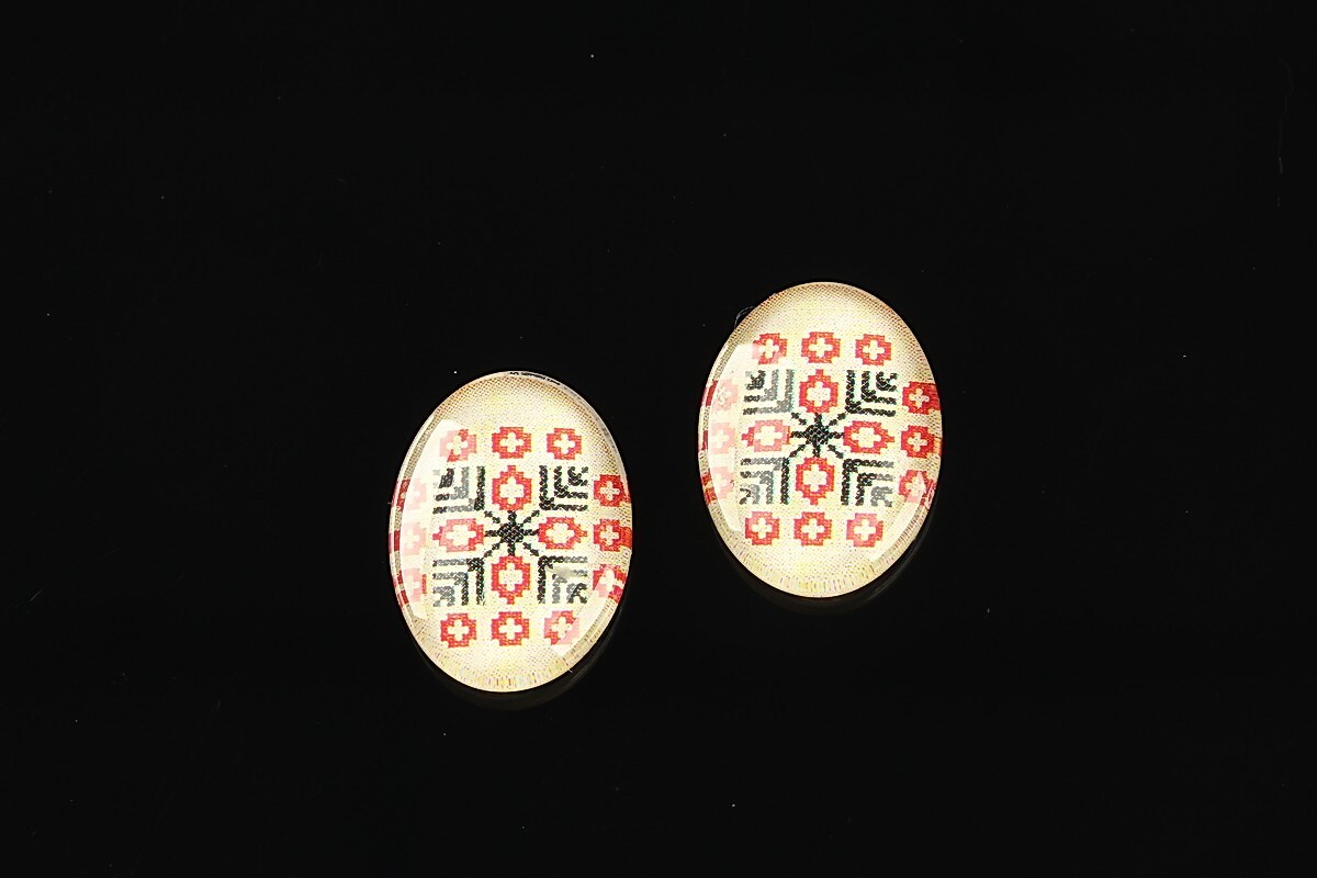 Cabochon sticla 18x13mm "Folclor" cod 1048