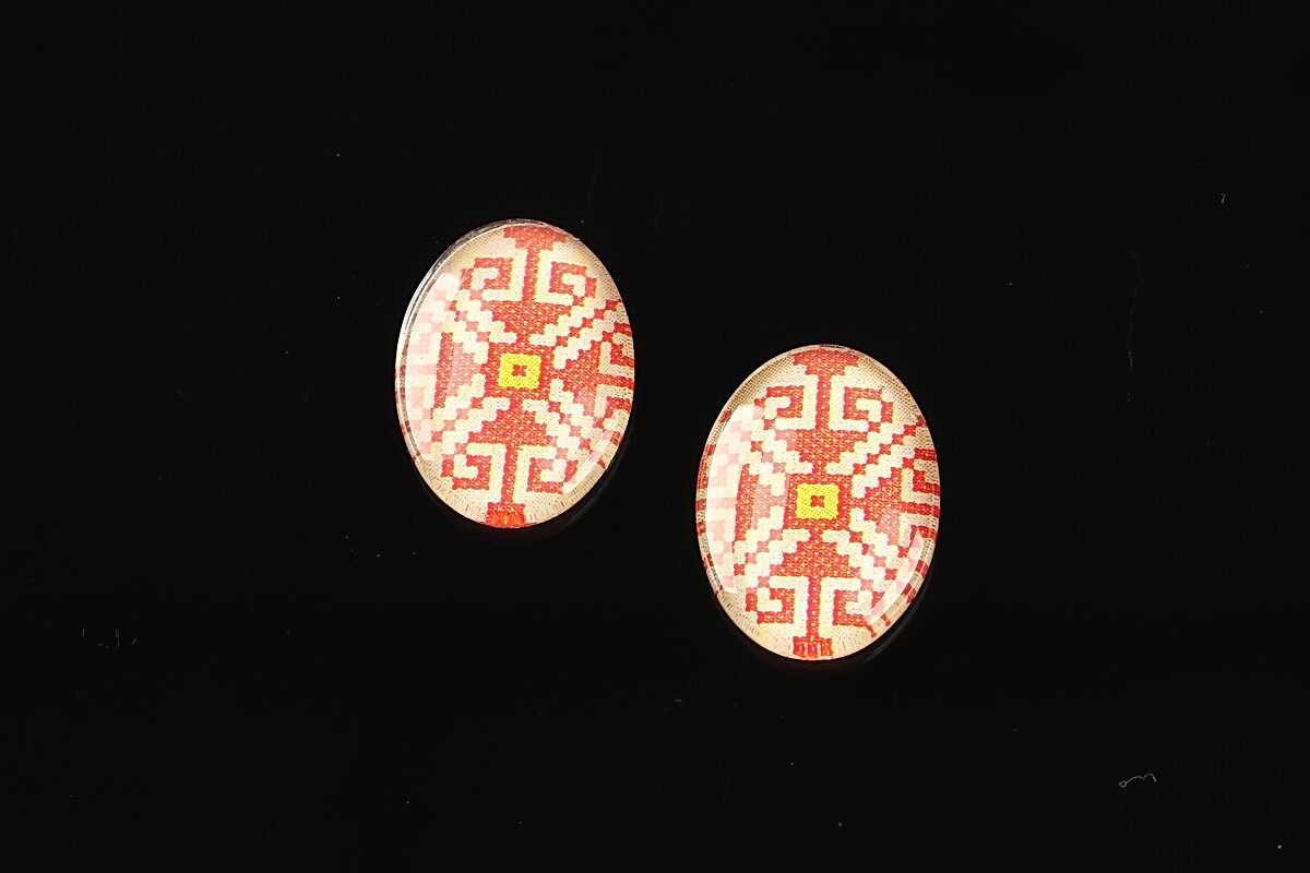 Cabochon sticla 18x13mm "Folclor" cod 1050