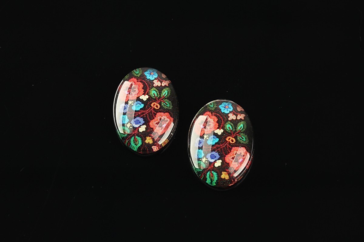 Cabochon sticla 18x13mm "Folclor" cod 1060