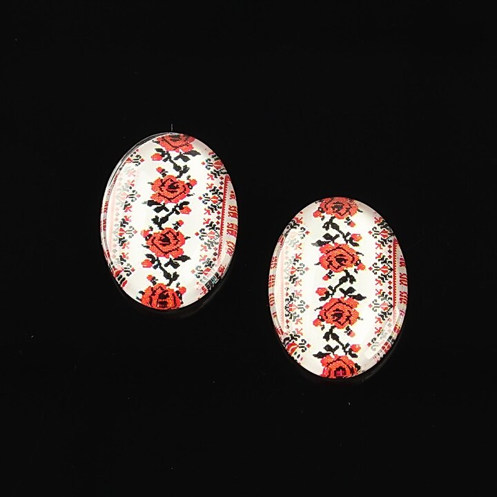 Cabochon sticla 18x13mm "Folclor" cod 1061