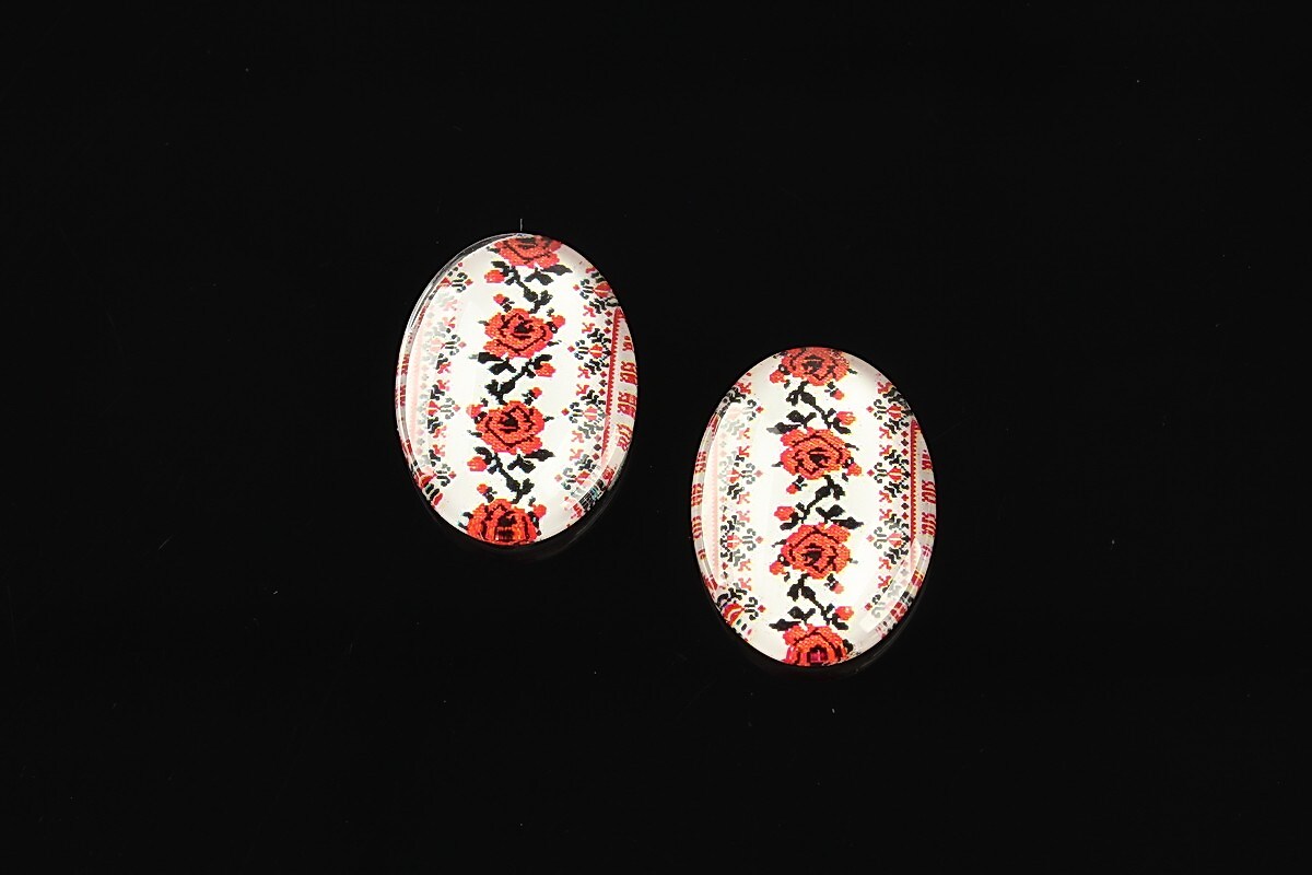 Cabochon sticla 18x13mm "Folclor" cod 1061