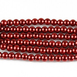 Sirag perle de sticla lucioase, sfere 4mm - rosu inchis
