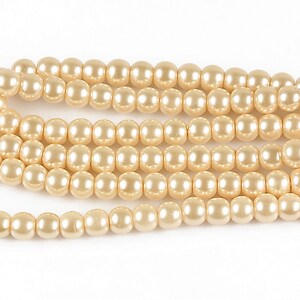 Sirag perle de sticla lucioase, sfere 4mm - bej deschis