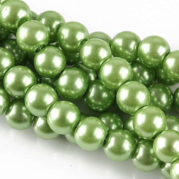 Perle de sticla, sfere 8mm - verde fistic (100 buc.)