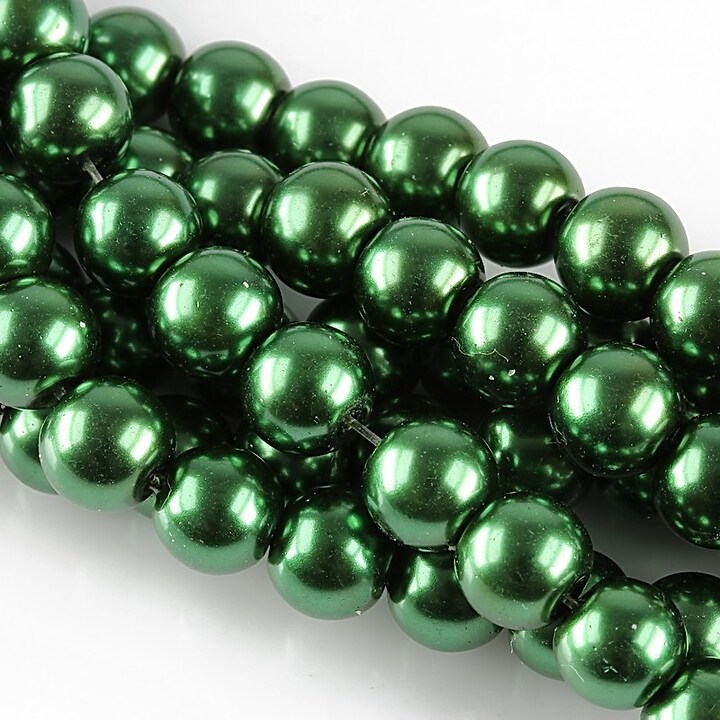Perle de sticla, sfere 8mm - verde sapin (100 buc.)