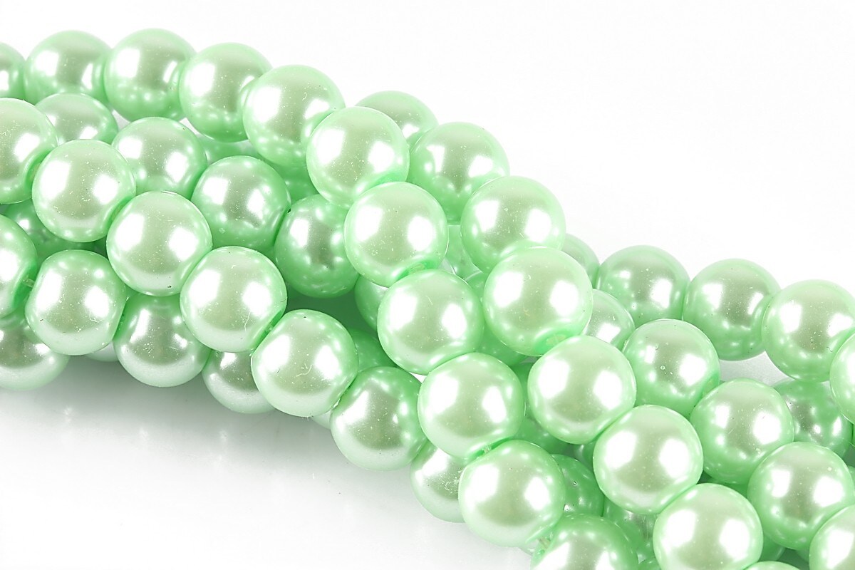 Perle de sticla, sfere 8mm - verde pal (100 buc.)