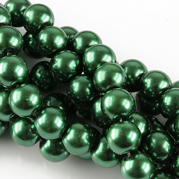 Perle de sticla, sfere 8mm - verde imperial (100 buc.)