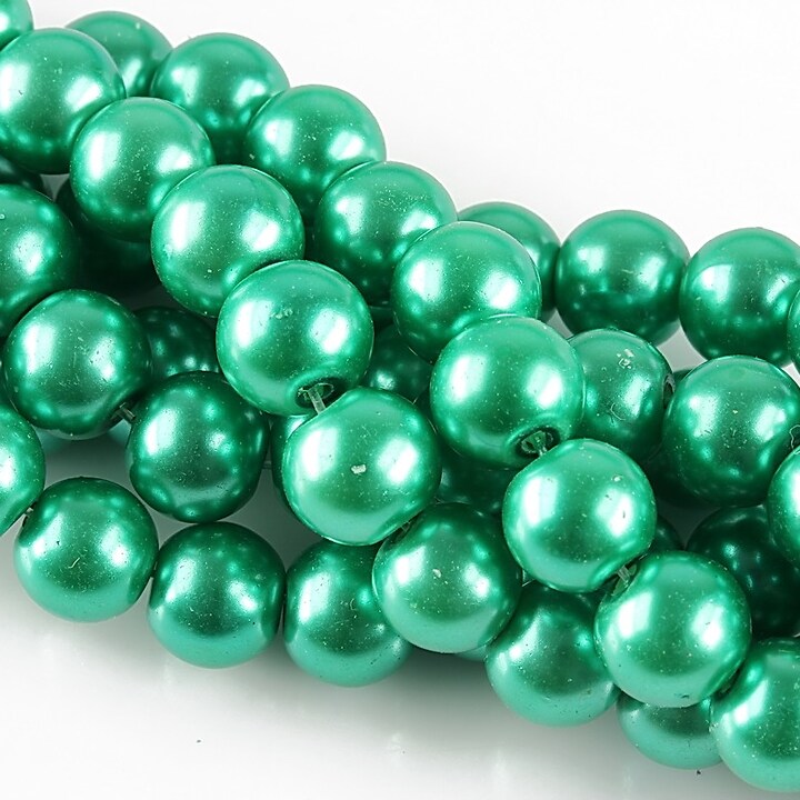 Perle de sticla, sfere 8mm - verde turcoaz (100 buc.)