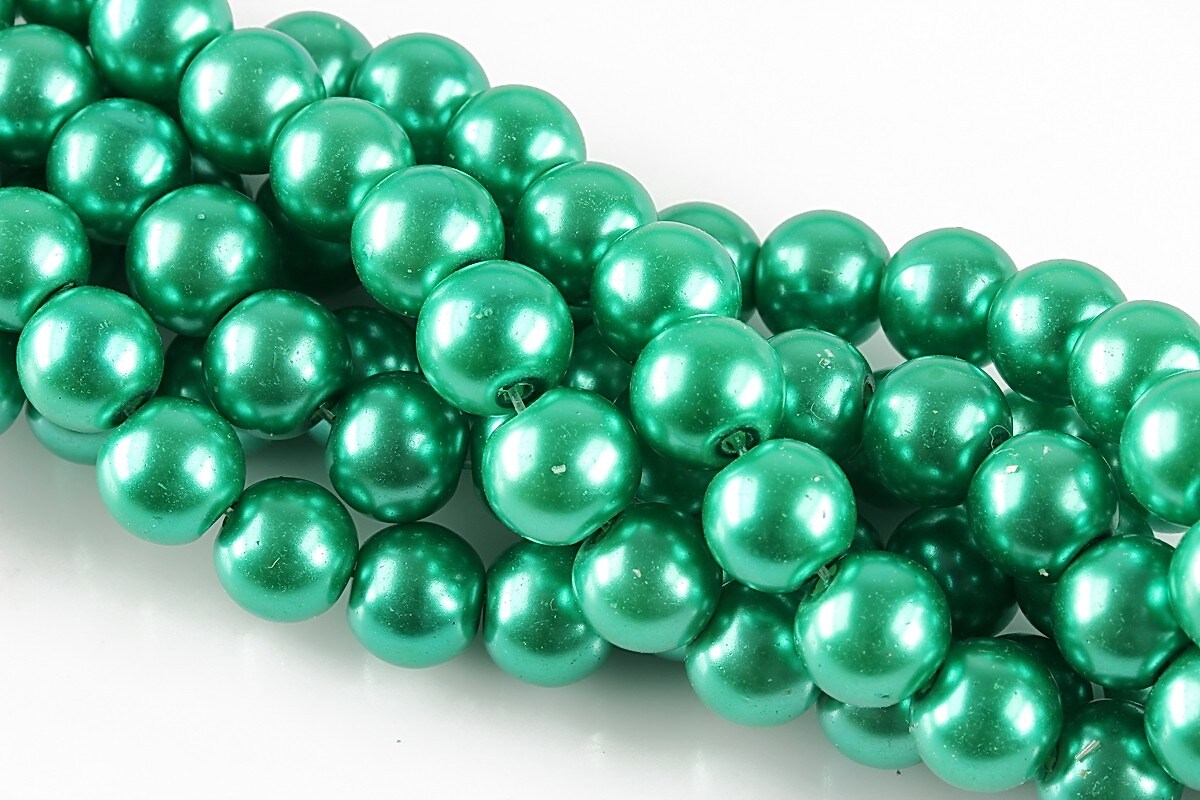 Perle de sticla, sfere 8mm - verde turcoaz (100 buc.)