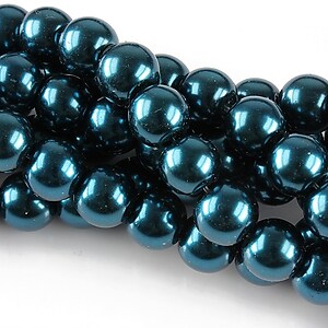 Perle de sticla, sfere 8mm - albastru cadet (100 buc.)