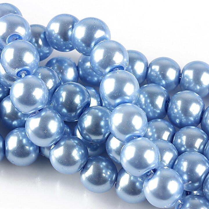 Perle de sticla, sfere 8mm - albastru deschis (100 buc.)