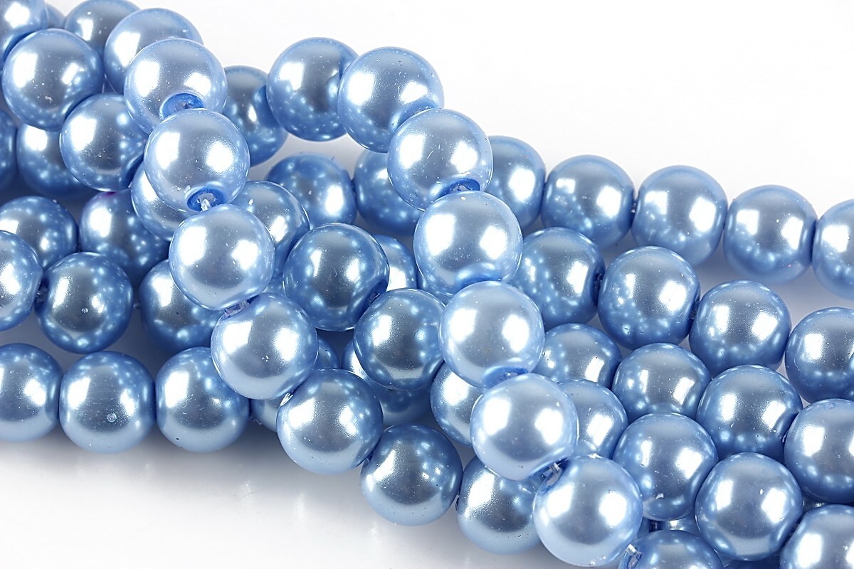 Perle de sticla, sfere 8mm - albastru deschis (100 buc.)