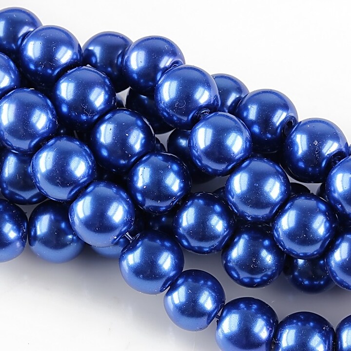 Perle de sticla, sfere 8mm - albastru safir (100 buc.)