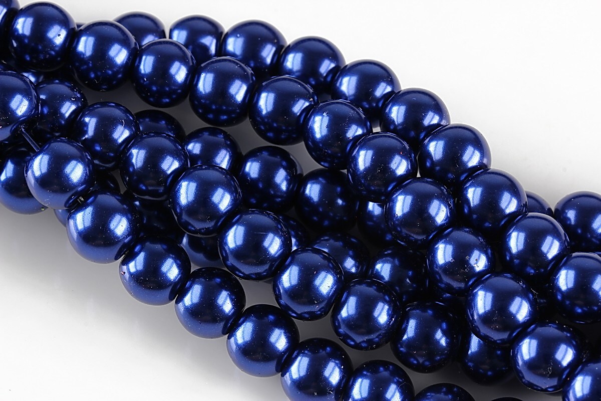 Perle de sticla, sfere 8mm - albastru cobalt (100 buc.)