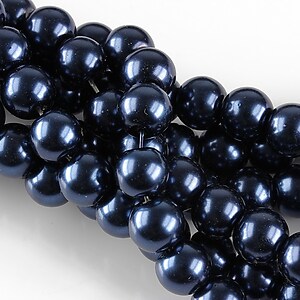 Perle de sticla, sfere 8mm - albastru inchis (100 buc.)