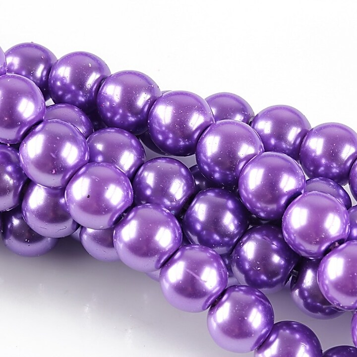 Perle de sticla, sfere 8mm - mov lavanda (100 buc.)
