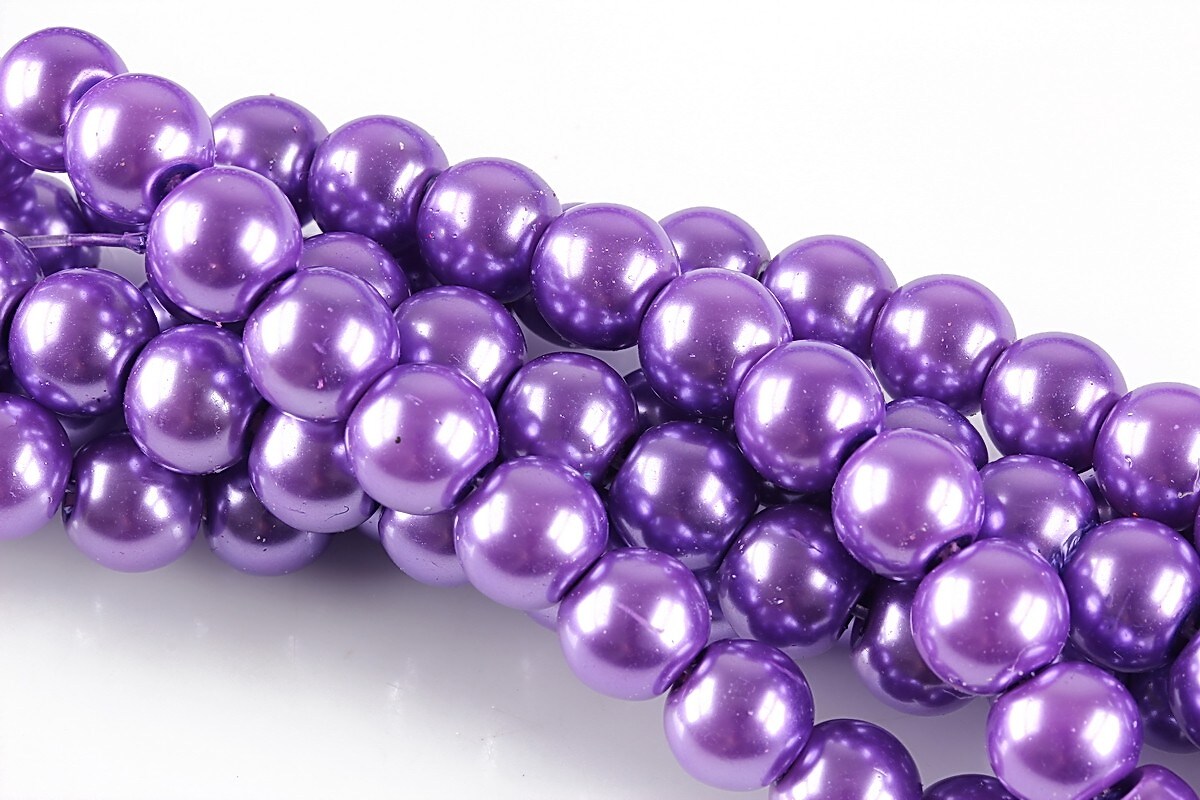 Perle de sticla, sfere 8mm - mov lavanda (100 buc.)