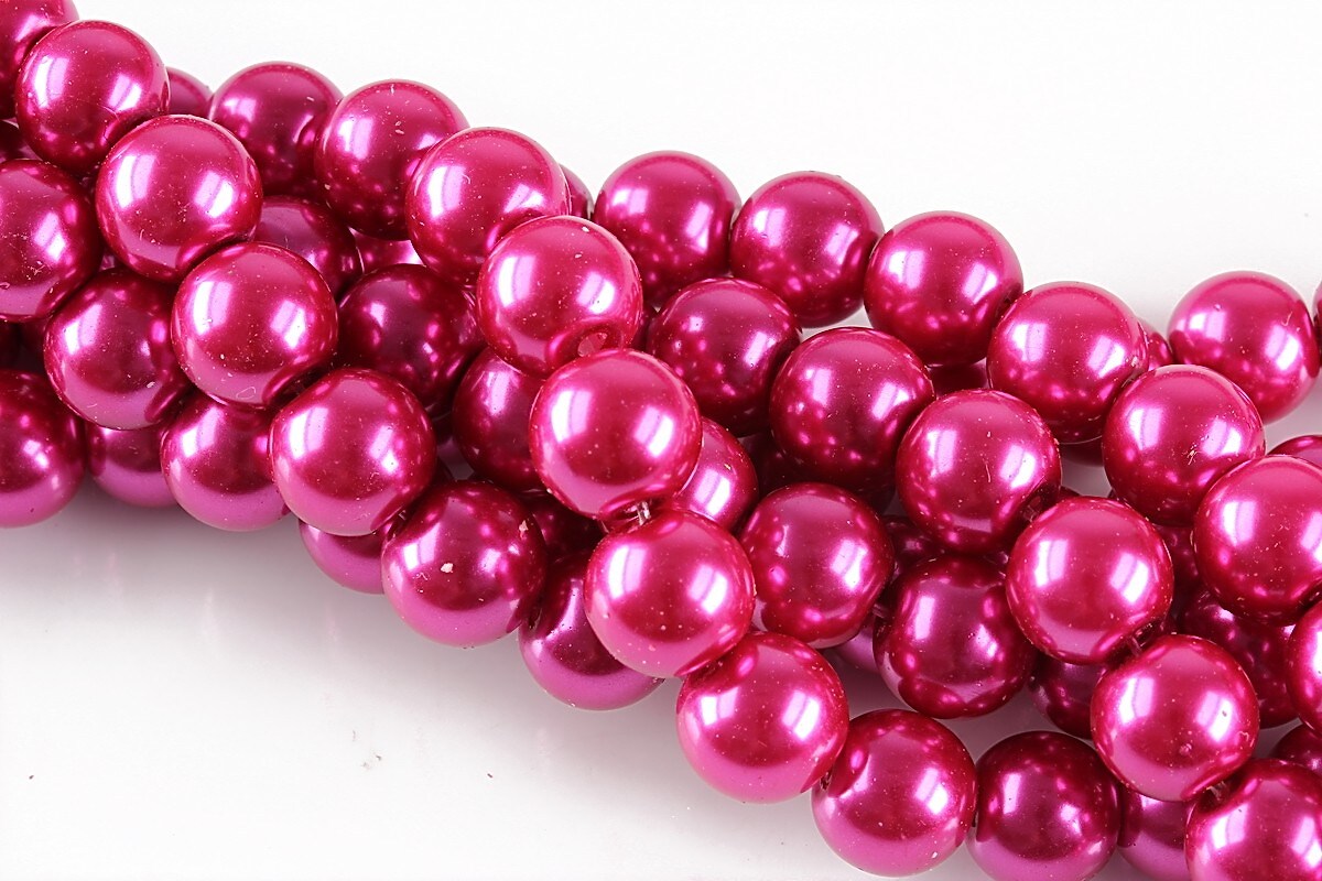 Perle de sticla, sfere 8mm - roz magenta (100 buc.)