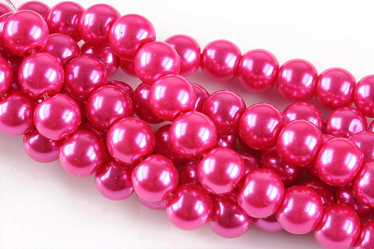 Perle de sticla, sfere 8mm - roz bonbon (100 buc.)