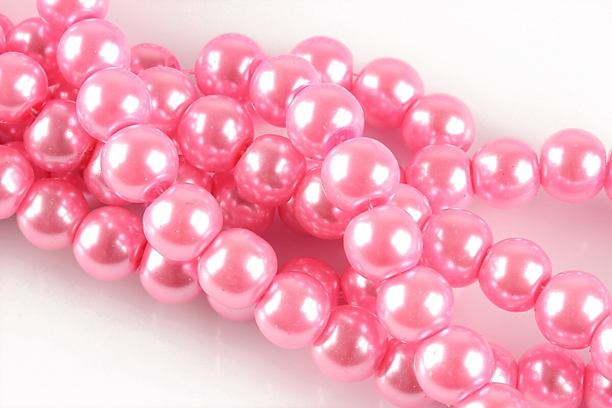 Perle de sticla, sfere 8mm - roz (100 buc.)