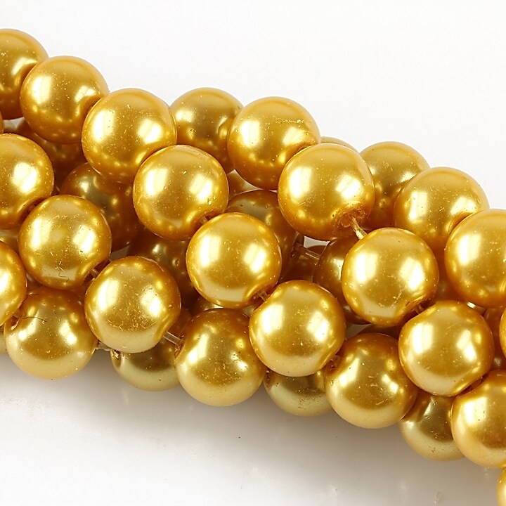 Perle de sticla, sfere 8mm - galben auriu (100 buc.)