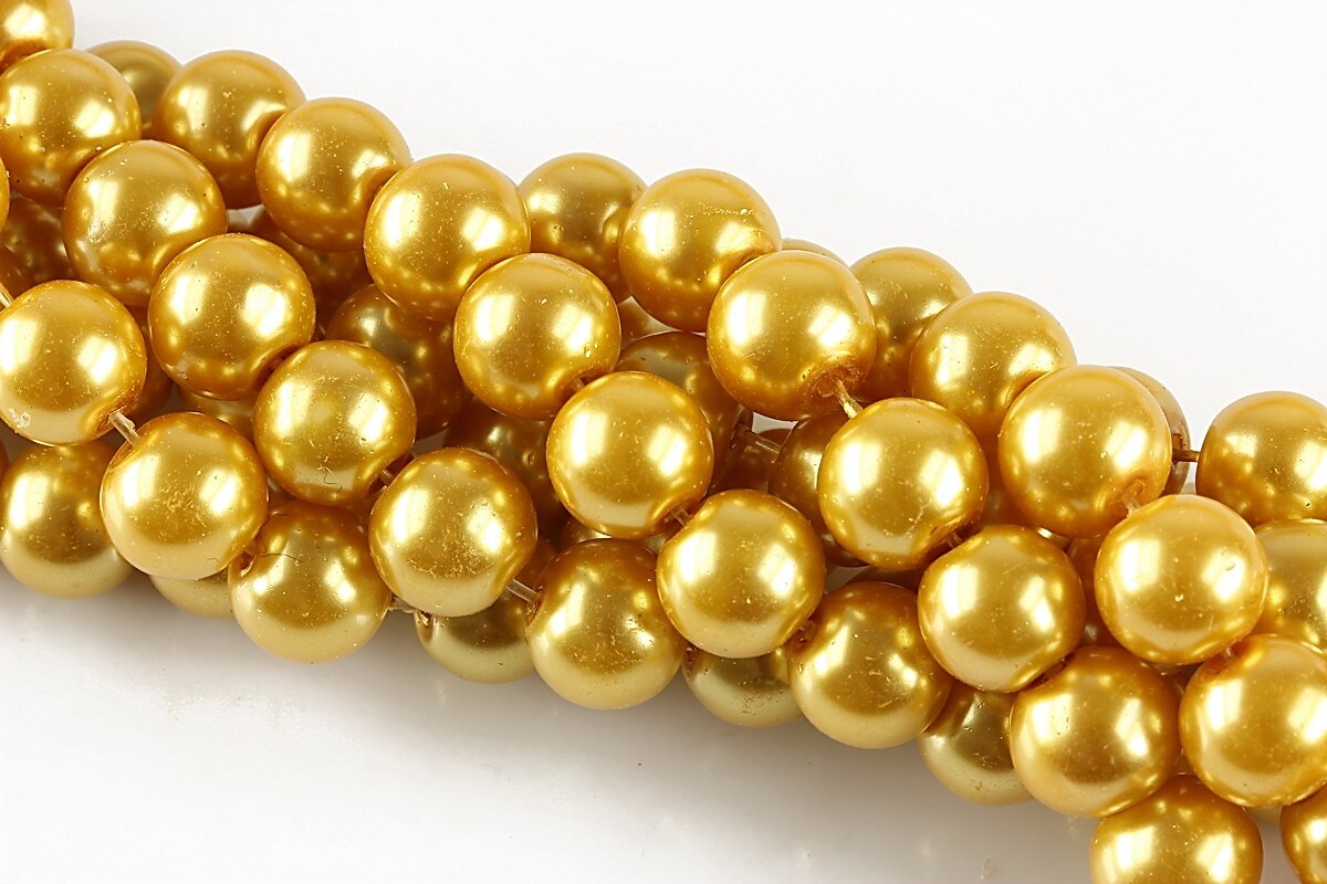 Perle de sticla, sfere 8mm - galben auriu (100 buc.)