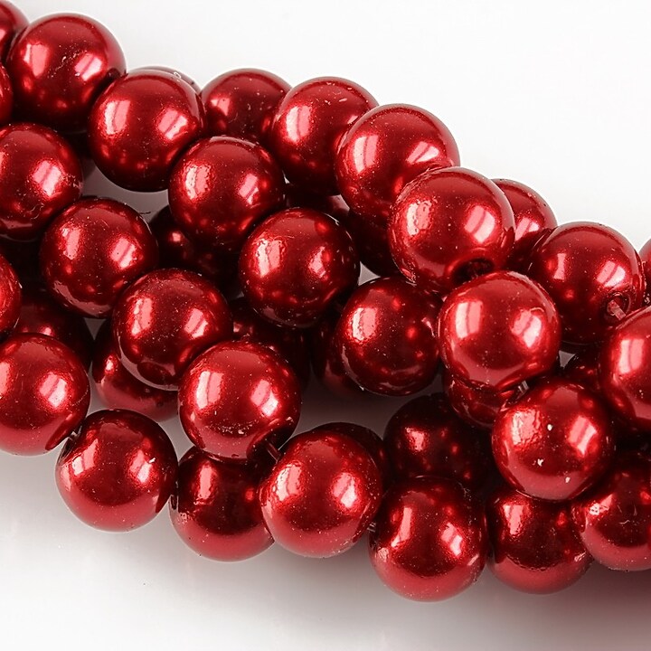 Perle de sticla, sfere 8mm - rosu inchis (100 buc.)