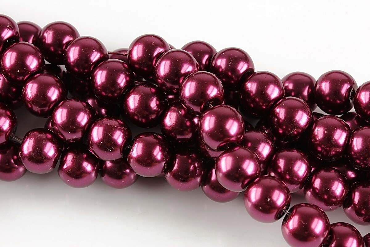 Perle de sticla, sfere 8mm - rosu vin (100 buc.)