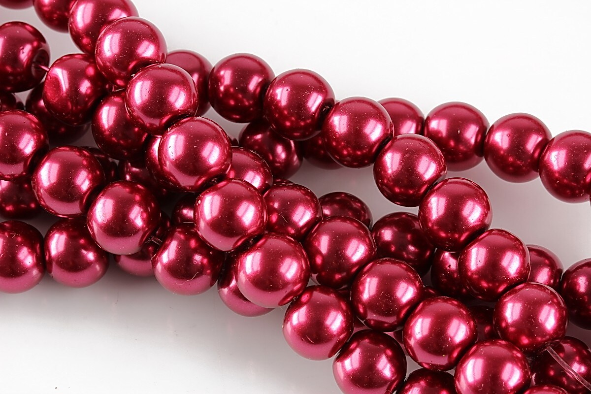 Perle de sticla, sfere 8mm - rosu crimson (100 buc.)