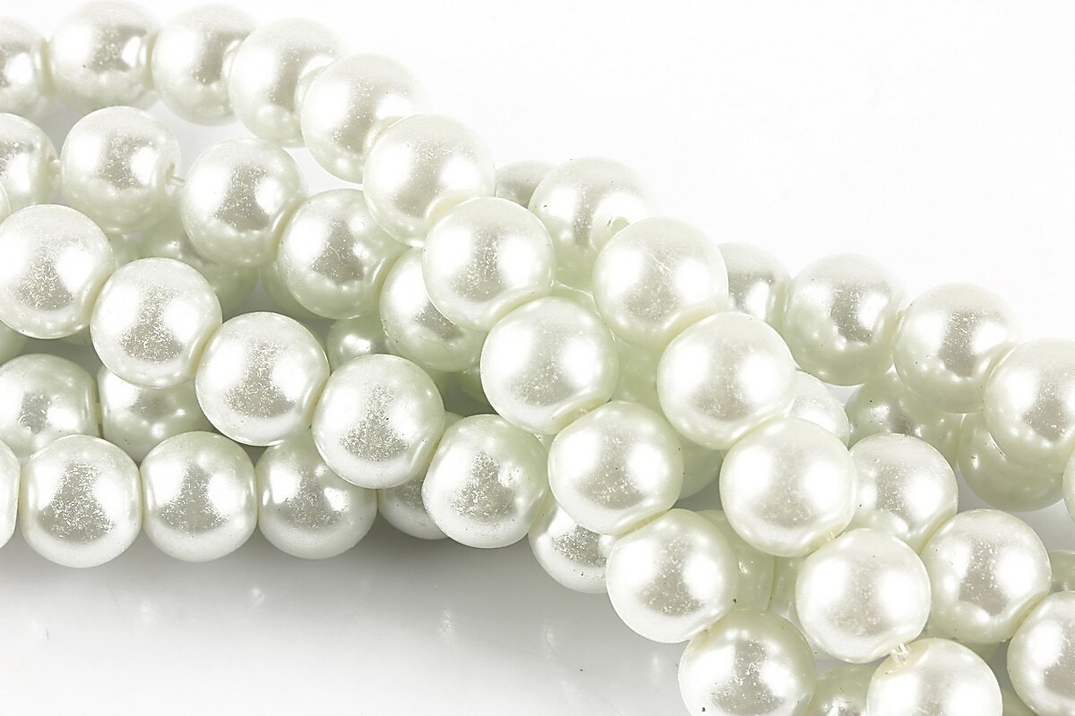 Perle de sticla, sfere 8mm - alb (100 buc.)