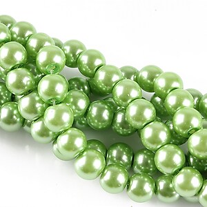 Perle de sticla, sfere 6mm - verde fistic (100 buc.)