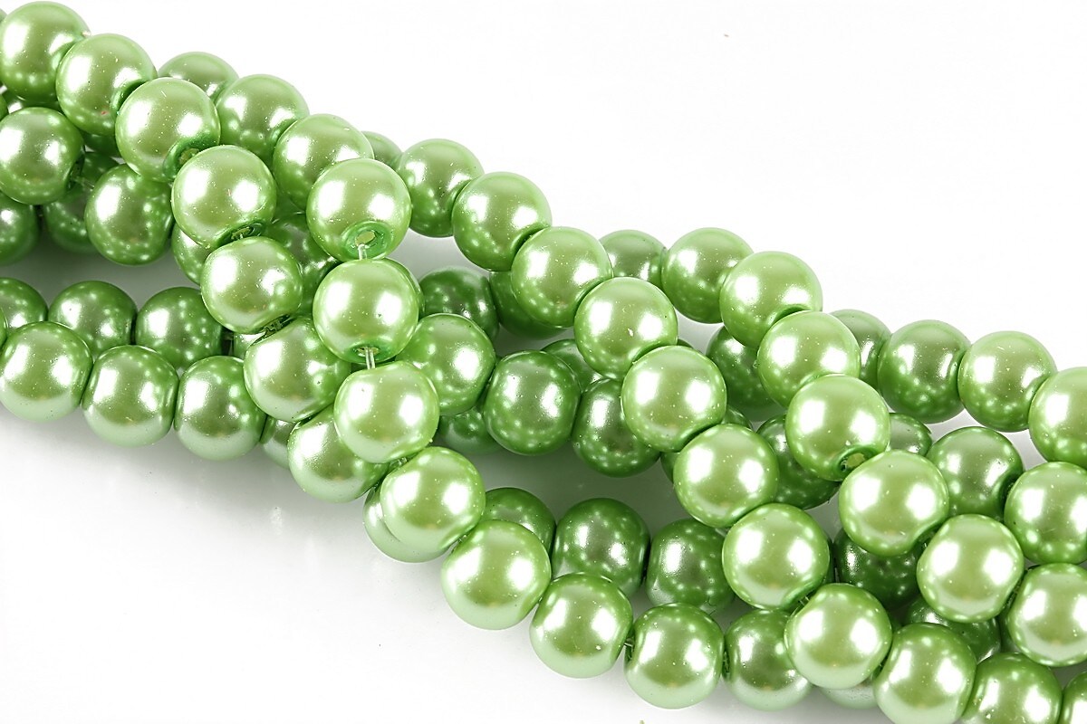 Perle de sticla, sfere 6mm - verde fistic (100 buc.)