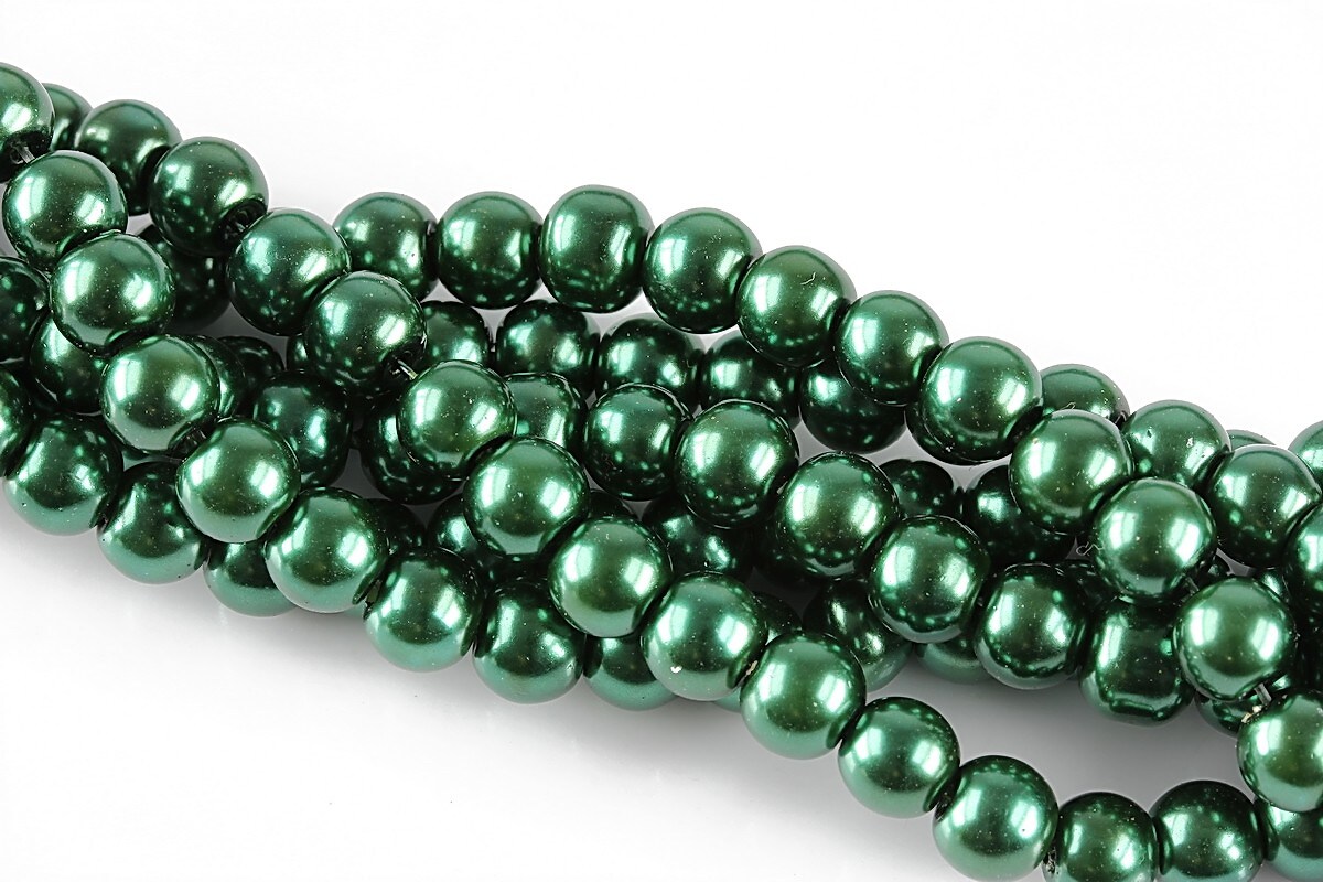 Perle de sticla, sfere 6mm - verde sapin (100 buc.)