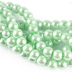 Perle de sticla, sfere 6mm - verde pal (100 buc.)