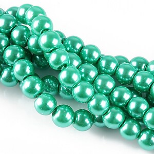 Perle de sticla, sfere 6mm - verde turcoaz (100 buc.)