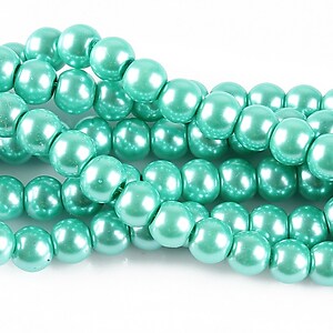 Perle de sticla, sfere 6mm - aqua (100 buc.)