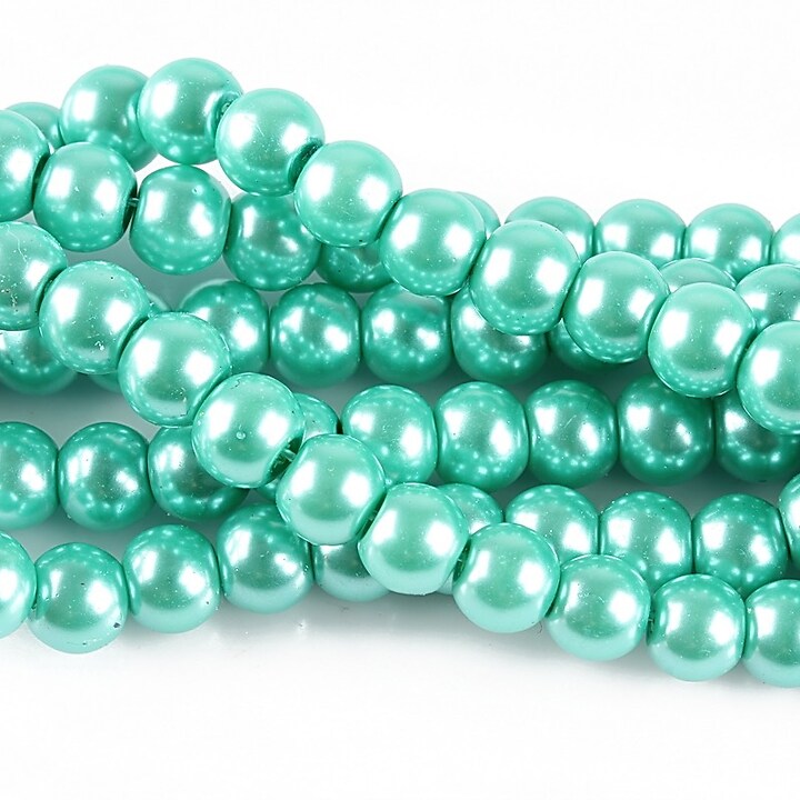 Perle de sticla, sfere 6mm - aqua (100 buc.)