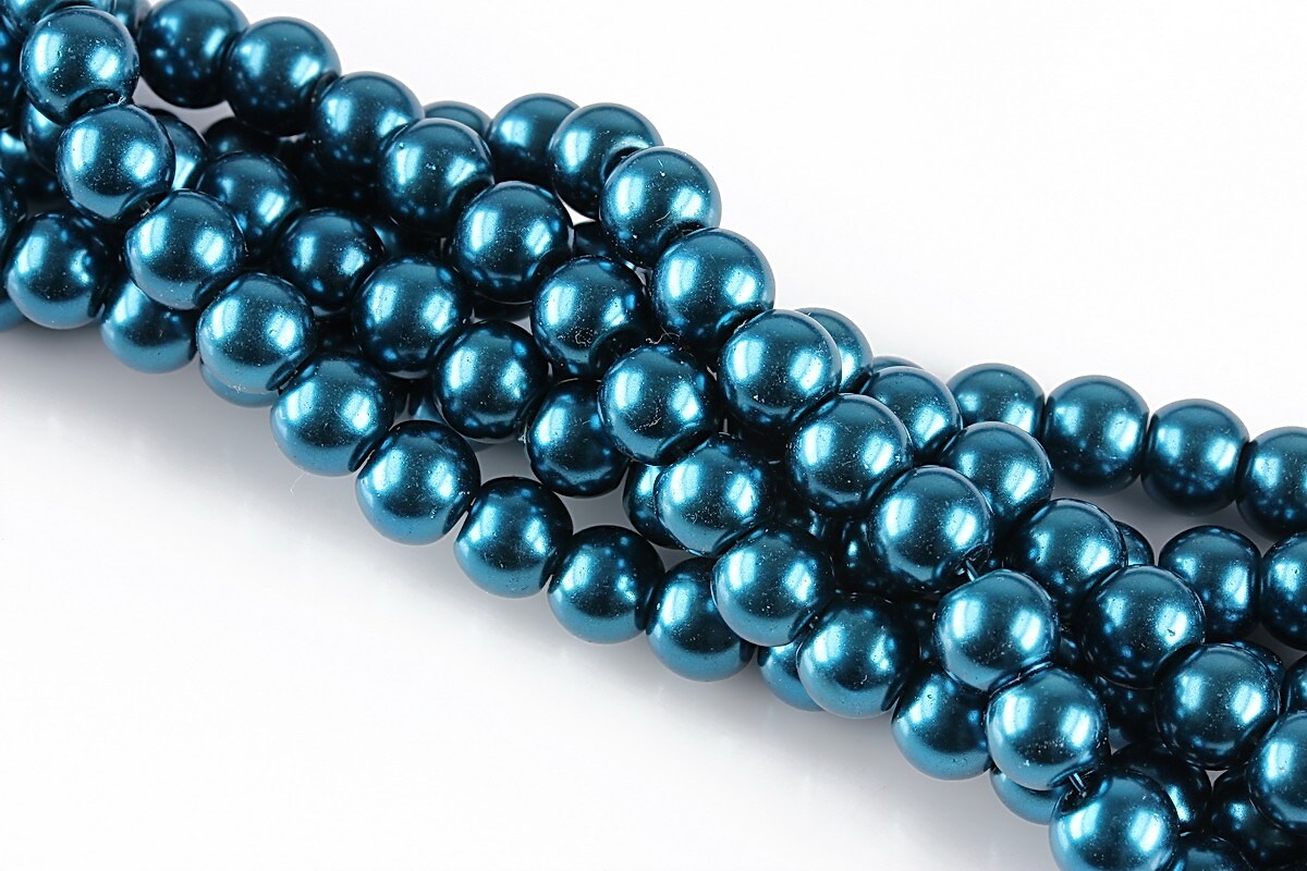 Perle de sticla, sfere 6mm - albastru cadet (100 buc.)