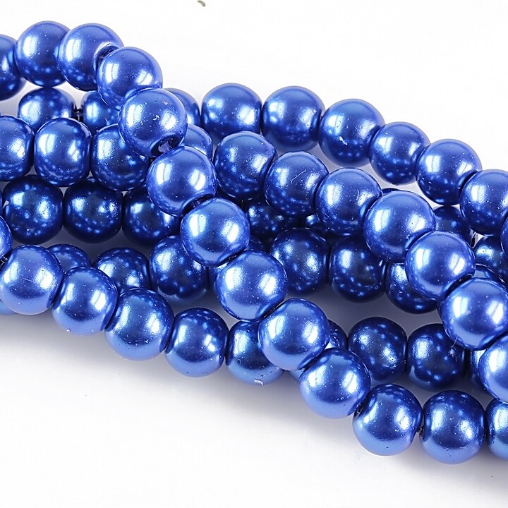 Perle de sticla, sfere 6mm - albastru safir (100 buc.)