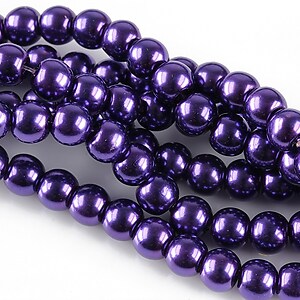 Perle de sticla, sfere 6mm - mov (100 buc.)