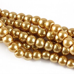 Perle de sticla, sfere 6mm - bej (100 buc.)