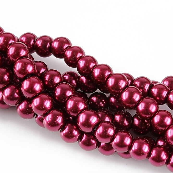 Perle de sticla, sfere 6mm - rosu burgundy (100 buc.)