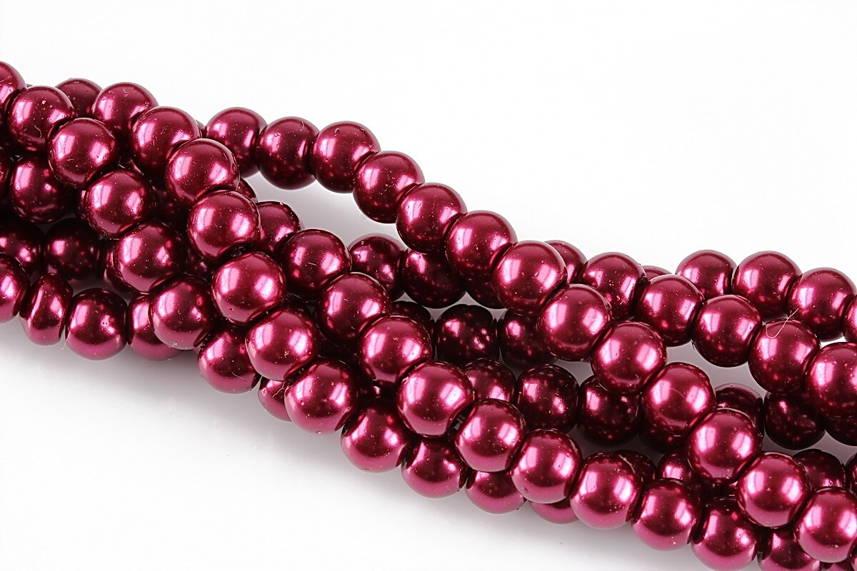 Perle de sticla, sfere 6mm - rosu burgundy (100 buc.)