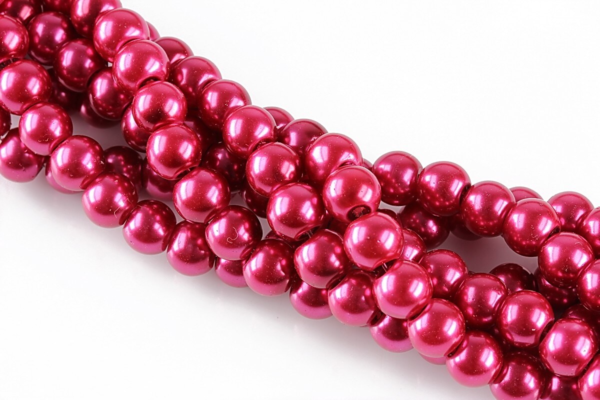 Perle de sticla, sfere 6mm - rosu crimson (100 buc.)