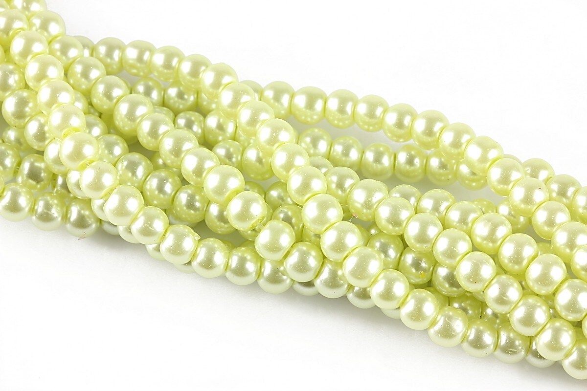 Perle de sticla, sfere 4mm - galben verzui (100 buc.)