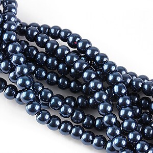 Perle de sticla, sfere 4mm - albastru inchis (100 buc.)