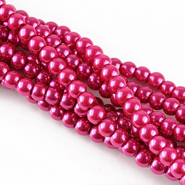 Perle de sticla, sfere 4mm - fucsia (100 buc.)