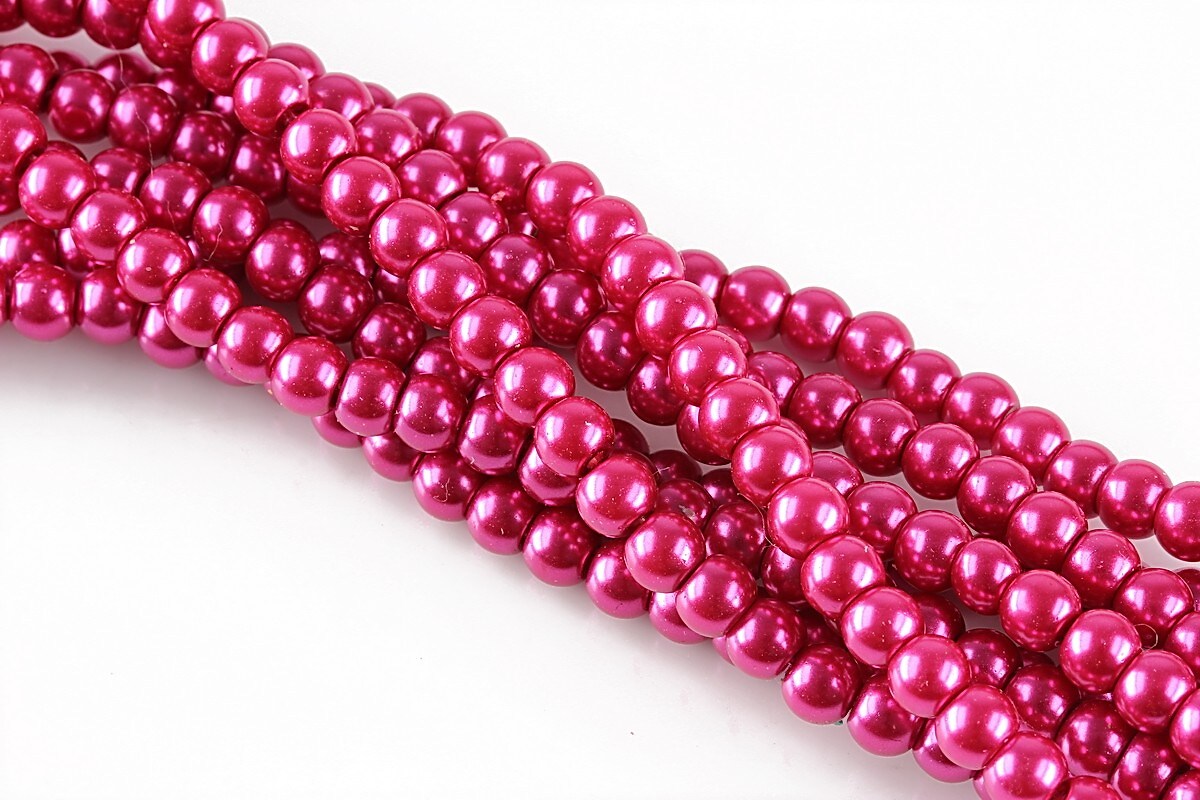 Perle de sticla, sfere 4mm - fucsia (100 buc.)