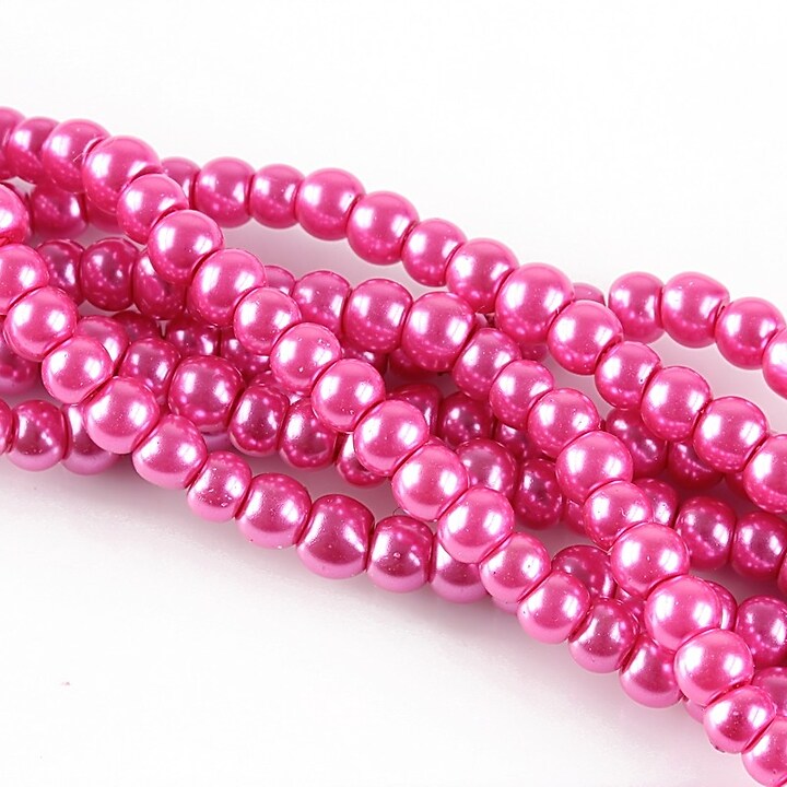 Perle de sticla, sfere 4mm - roz bonbon (100 buc.)