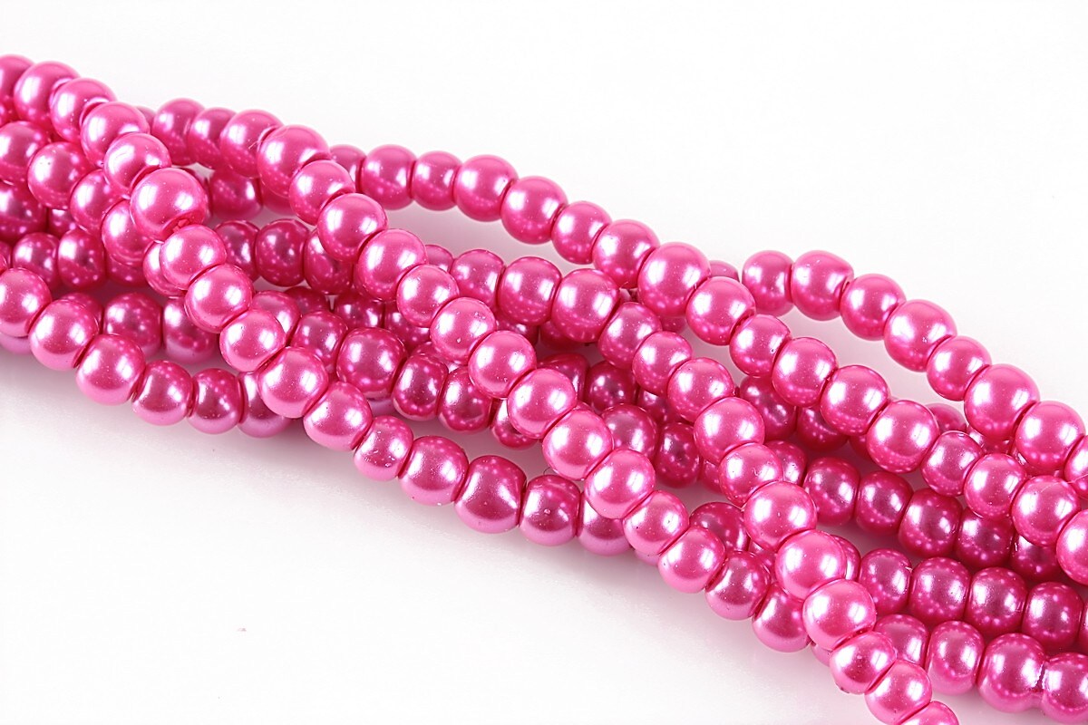 Perle de sticla, sfere 4mm - roz bonbon (100 buc.)